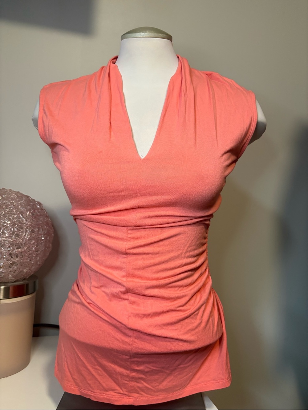 Y2K V-Neck Coral Fitted Tank Top